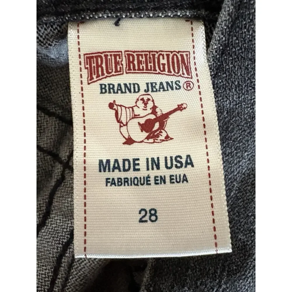 True Religion Men’s Jeans Straight — 28 Black Faded, Made In USA, World Tour